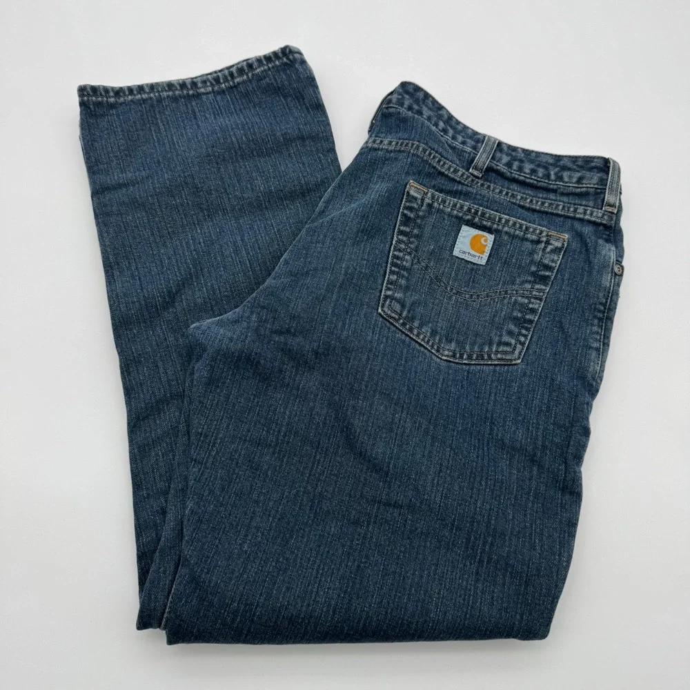 Carhartt Flannel Lined Relaxed Fit Jeans Womens 14x32 Dark Wash‎ Denim